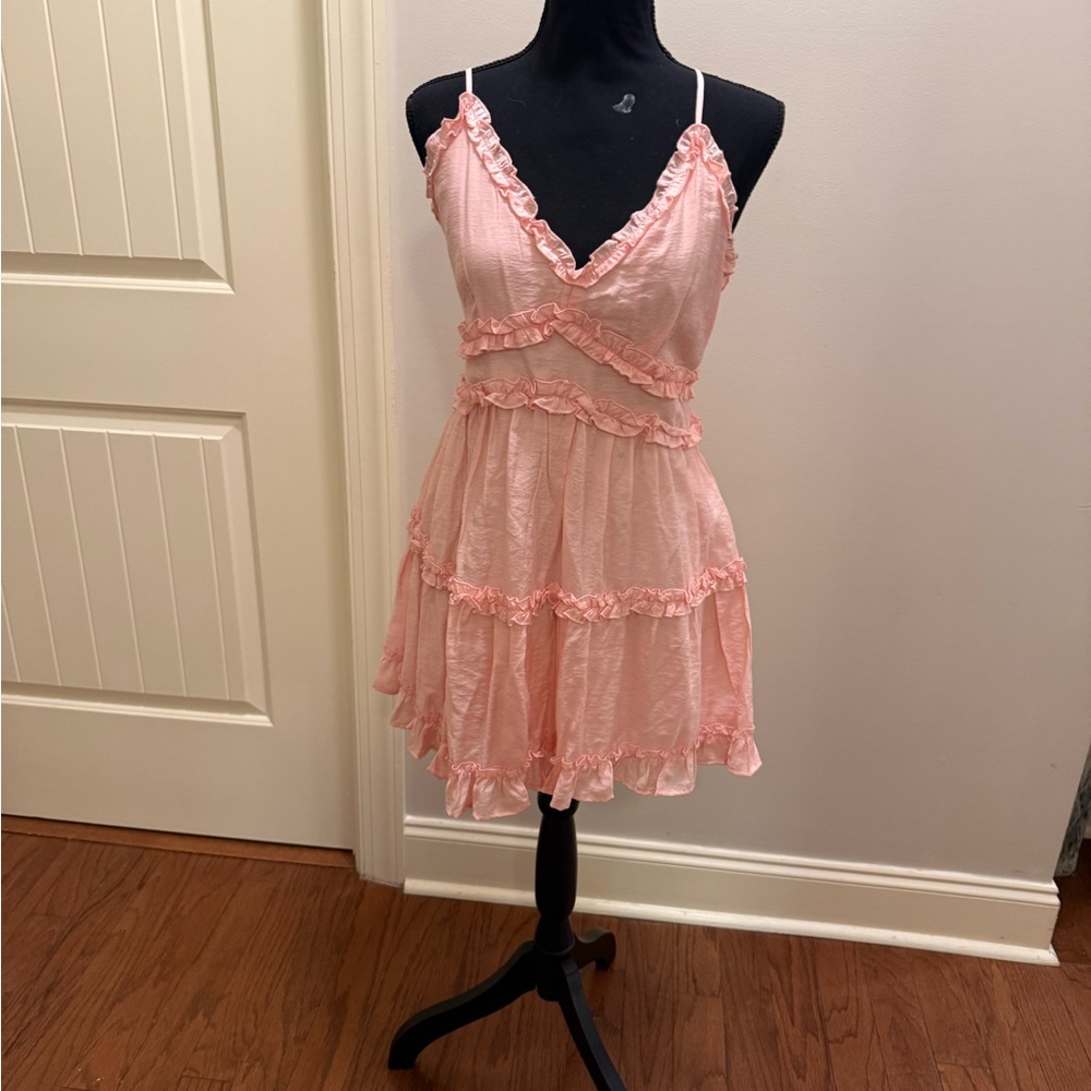 Blue Rain Elegant Pink Ruffle Dress
